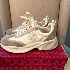 Tory Burch Women's Cream and Tan Sneakers